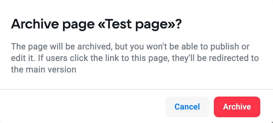 Archive confirmation modal