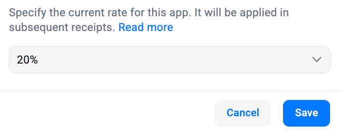 VAT rate selection dialog