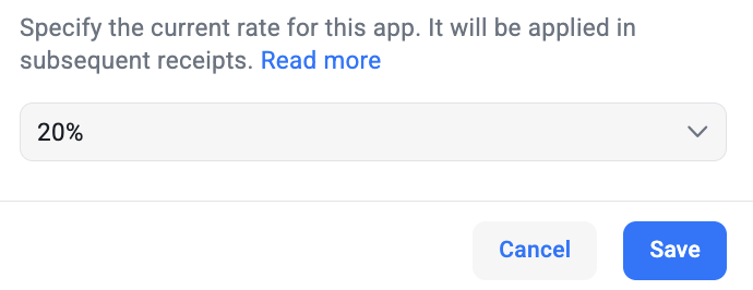 VAT rate selection dialog